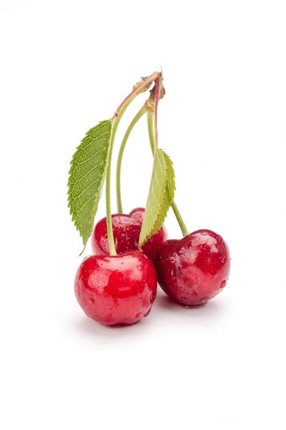 Вишни, изолированные на белом | Премиум Фото