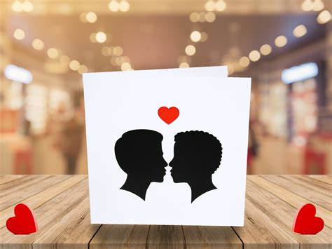 Silhouette Couple Card Gay Valentines Card Gay Valentines Day Card