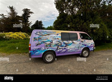 camper van art work painting stock photo alamy