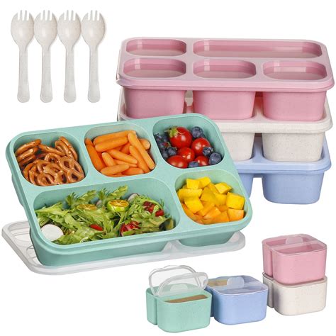 Greentainer Meal Prep Lunch Boxes with 5 Compartments, Food Storage