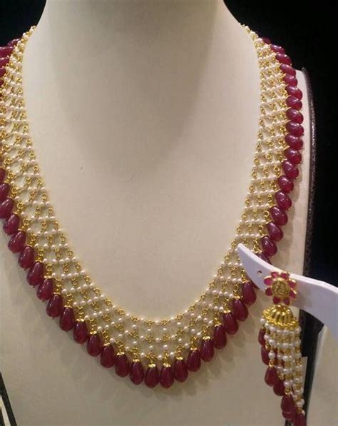 Simple Ruby Cz Necklaces Jewellery Designs