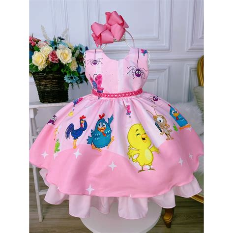 Vestido Rosa Da Galinha Pintadinha - Vestido Infantil Turma da Galinha Pintadinha Rosa Presente | Shopee Brasil