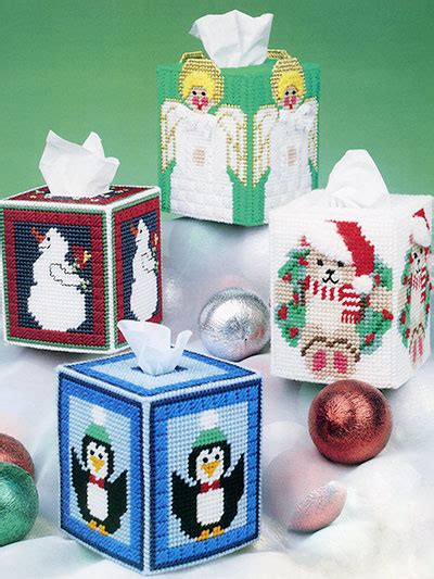 Plastic Canvas Seasonal Tissue Boxes Pattern