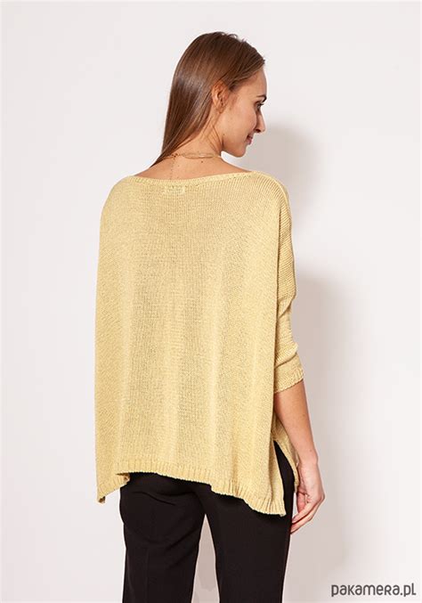 Oversize owy sweter SWE040 złoty MKM 3673212 Pakamera pl