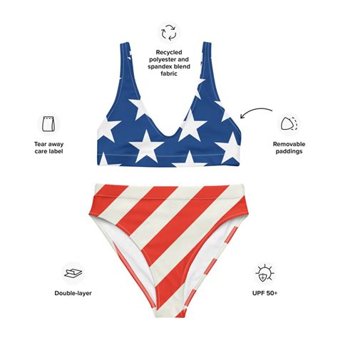 Merica Red White Blue Bikini Starts N Stripes Etsy