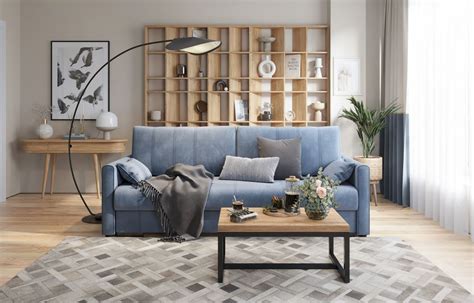 РИМИНИ Диван прямой синий от D1 furniture купить с доставкой по Москве