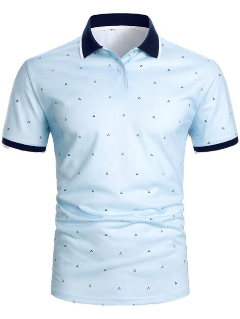 Work All Over Print Poloshort Sleeve Baby Blue Men Polo Shirts Women S