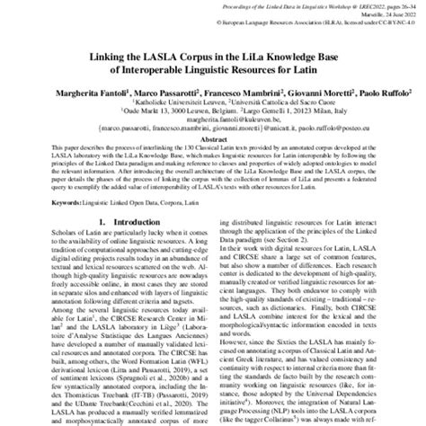 Linking the LASLA Corpus in the LiLa Knowledge Base of Interoperable ...