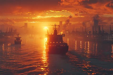 Premium Photo Cargo Ship Navigating Through Busy Shipping Lanes