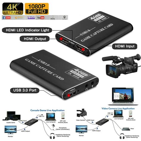 4k 1080p Hd Hdmi To Usb 30 Video Capture Card Game Live Stream For Ps4