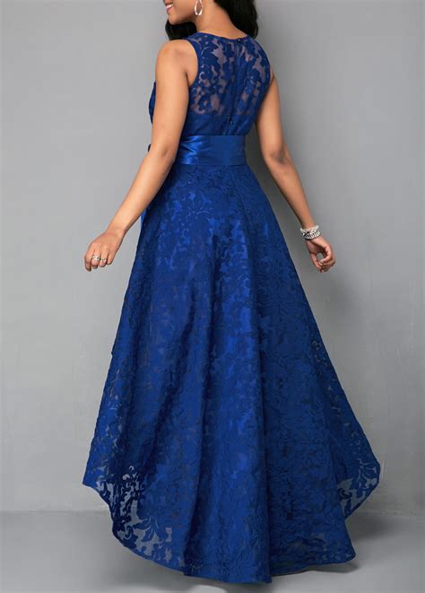 Rotita Belted High Waist Lace Panel Maxi Dress Usd 5587