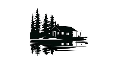 Calm Waterside Escape Cabin Silhouette 34372708 Vector Art At Vecteezy