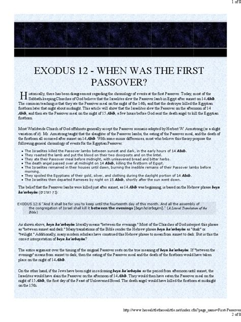 Exodus 12 - When Was The First Passover? | PDF | Passover | Pharisees