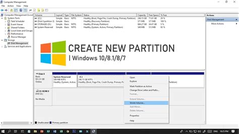 How To Create New Partition In Windows 10 8 1 8 7 Youtube