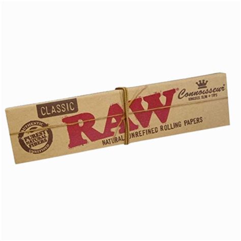 Raw Classic Connoisseur King Size Slim Rolling Papers And Tips Natural U