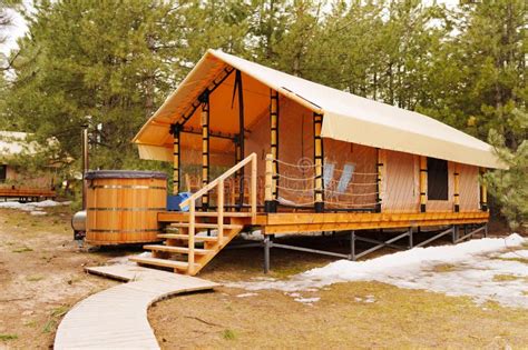 A Glamping House With A Swimming Hot Tub In A Pine Forest Stock Photo Image Of Health Relax