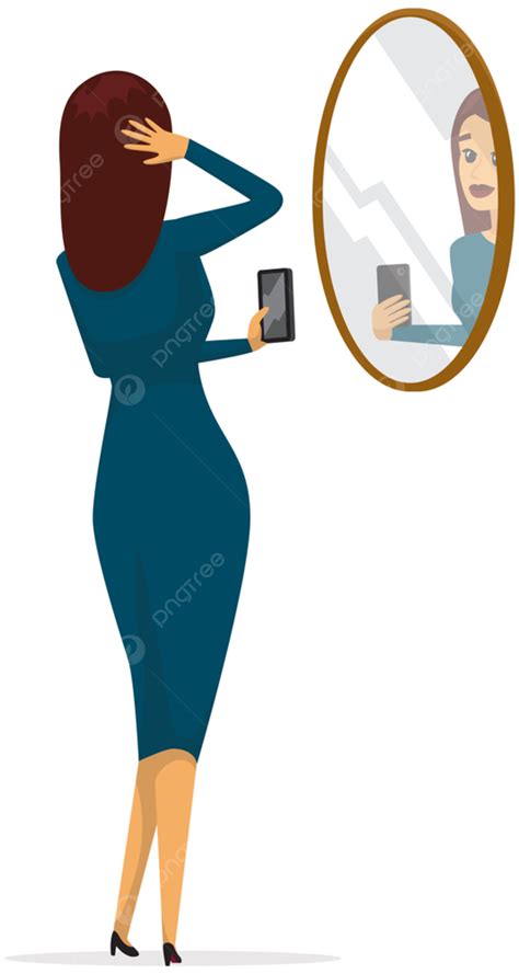 Selfie Of Brunette Sensual Woman Wearing Blue Dress Photo Photography Brunette PNG And Vector