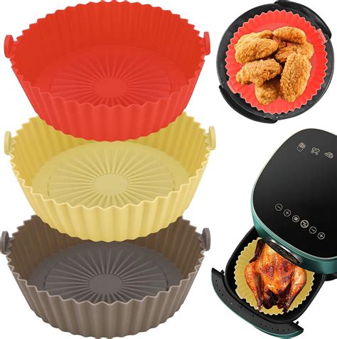 Number One Air Fryer Silicone Pot 3 Pack Reusable Air Fryer Silicone Liners Heat Resistant Non