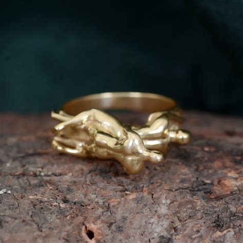 18k Gold Nude Couple Missionary Position Ring Gold Sex Ring Etsy
