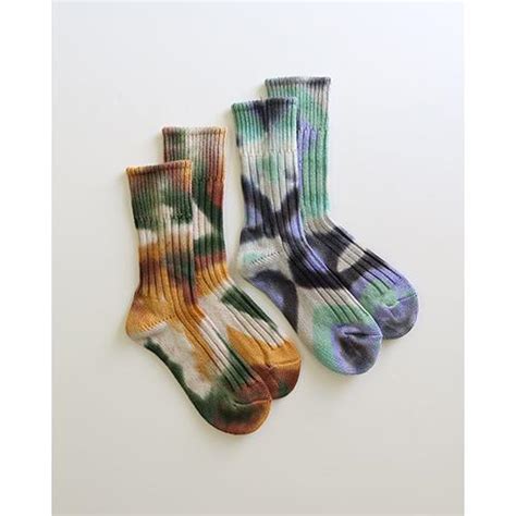 Rototo Chunky Ribbed Crew Socks Tie Dye