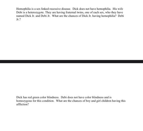 Solved Hemophilia Is A Sex Linked Recessive Disease Dick Chegg