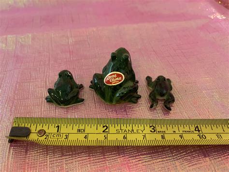 Set Of Three Miniature Bone China Frog Figurines Etsy