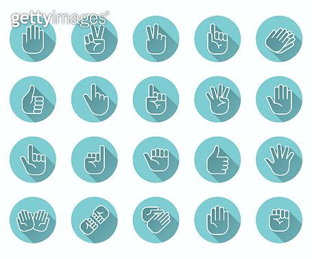 Hand Gestures Flat Icon Set Finger Choose Pointer Palm Vector