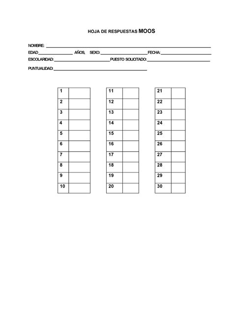 Test Moss Aplicaci N Hoja De Respuestas Moos Nombre Studocu