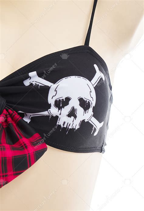 Gothic Punk Style Two Piece Swimsuit Skull Pattern Bathing Suits Bikini Sets For Sale