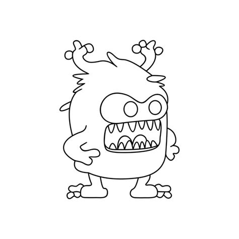 Monstre personnage drôle dessin à la main style dessin animé Vecteur