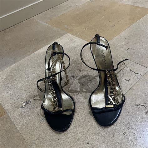 SOLD Dolce Gabbana SEX Leather And Gold Heels Depop