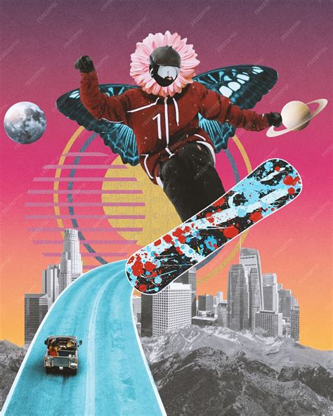 premium photo colorful snowboard collage design