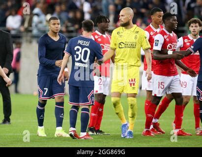 Kylian Mbappe Of Psg Goalkeeper Of Reims Predrag Rajkovic During The