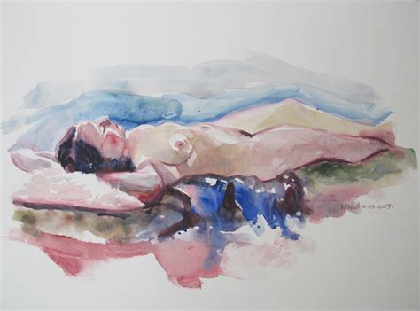 Reclining Female Nude Watercolour Rory ONeill