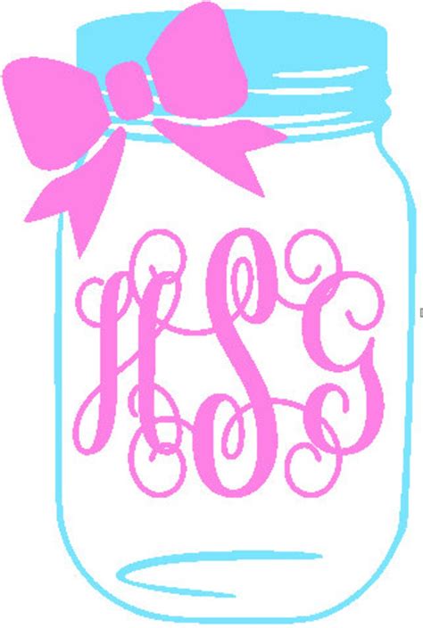 Mason Jar Monogram With A Bow For Your Car Yeti Window Decal