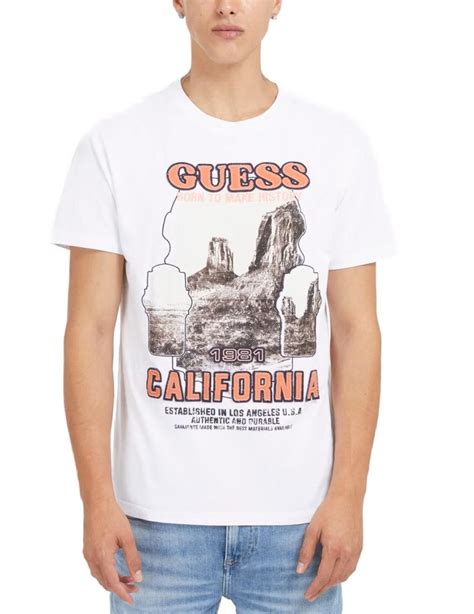 Camiseta Guess Canyon Blanca Manga Corta Para Hombre