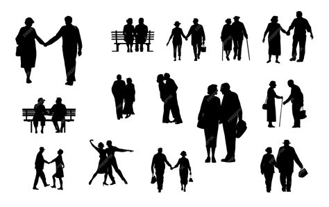 Premium Vector Senior Couple Silhouette