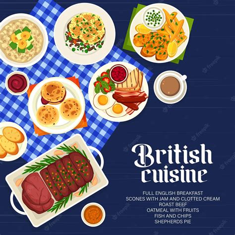 Premium Vector | British cuisine restaurant food menu cover page