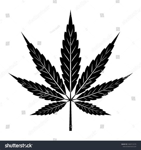 Black Cannabis Logo Hand Drawn Leaf Stock Vector (Royalty Free ...