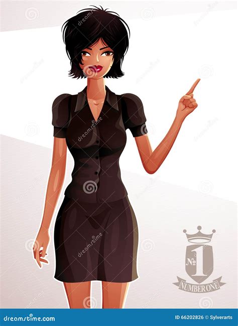 Full Length Portrait Of Gorgeous Brunette Business Lady Color Stock Vector Illustration Of