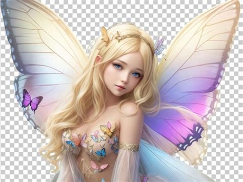 Premium PSD Cute Fairy With Blonde Hair And Beautiful Wings