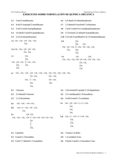 Ejercicios Sobre Formulación De Química Orgánica Ch3ch2ch2ch