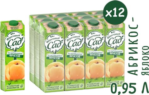 Фруктовый Сад Абрикос-Яблоко с мякотью нектар, 0,95 л - купить с ...