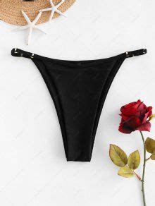 Zaful O Ring High Cut String Bikini Bottom In Black Zaful