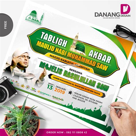 Contoh Desain Banner Spanduk Tabligh Akbar Maulid Nabi Muhammad Saw Desain Grafis Online