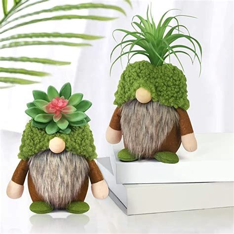 Succulent Gnomes Green Plants Gnomes Swedish Plush Tiered Tray