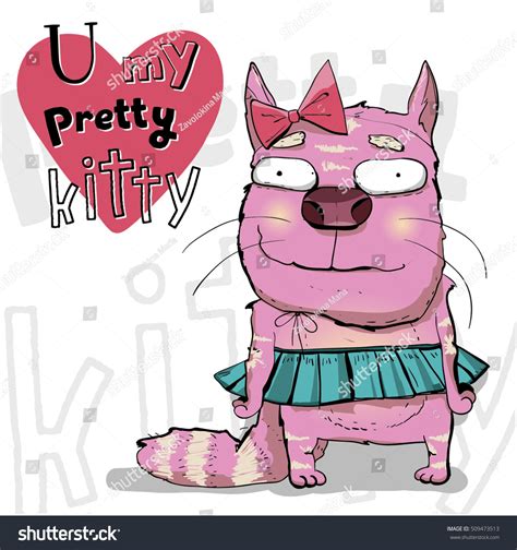Beautiful Pink Pussy Cat Skirt Bow Stock Vector Royalty Free Shutterstock