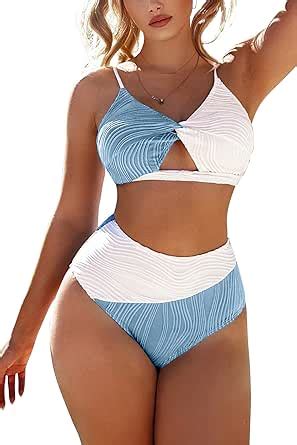 Amazon Adisputent Womens Two Piece Swimsuits High Waisted Bikini Set Tummy Control Ruched