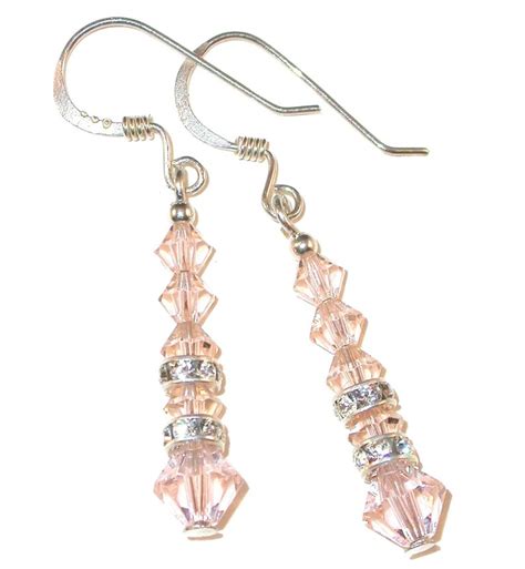 Nude Silk Crystal Earrings Sterling Silver Swarovski Elements Etsy