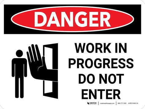 danger work  progress   enter landscape  graphic wall sign